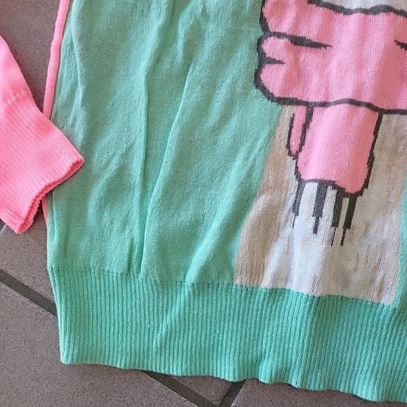 Juniors Large Retro Well Worn Holiday Ugly Hooded Sweater SKIYA LATER Reindeer - Picture 6 of 10